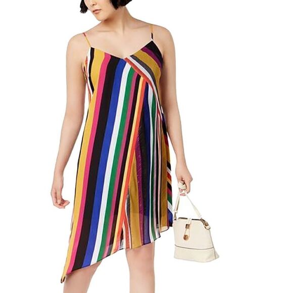 NWT Bar III Boho Sunset Rainbow Shine Asymmetric A Line Dress Size Small - Picture 1 of 8